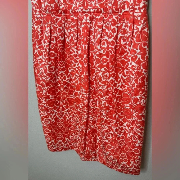 Tory Burch Silk Blend Floral Shift Dress Women size 6 Coral - Picture 3 of 13